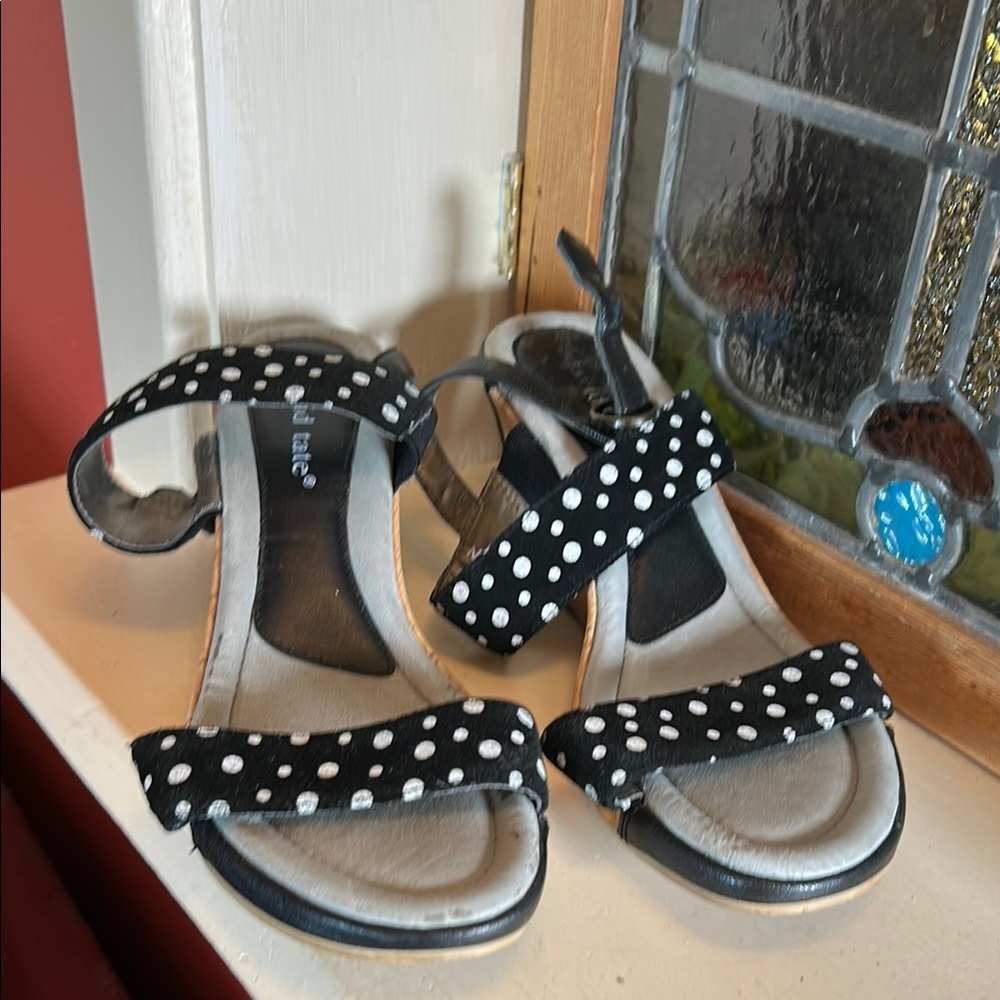 David Tate Black and White Polka Dot Sandals